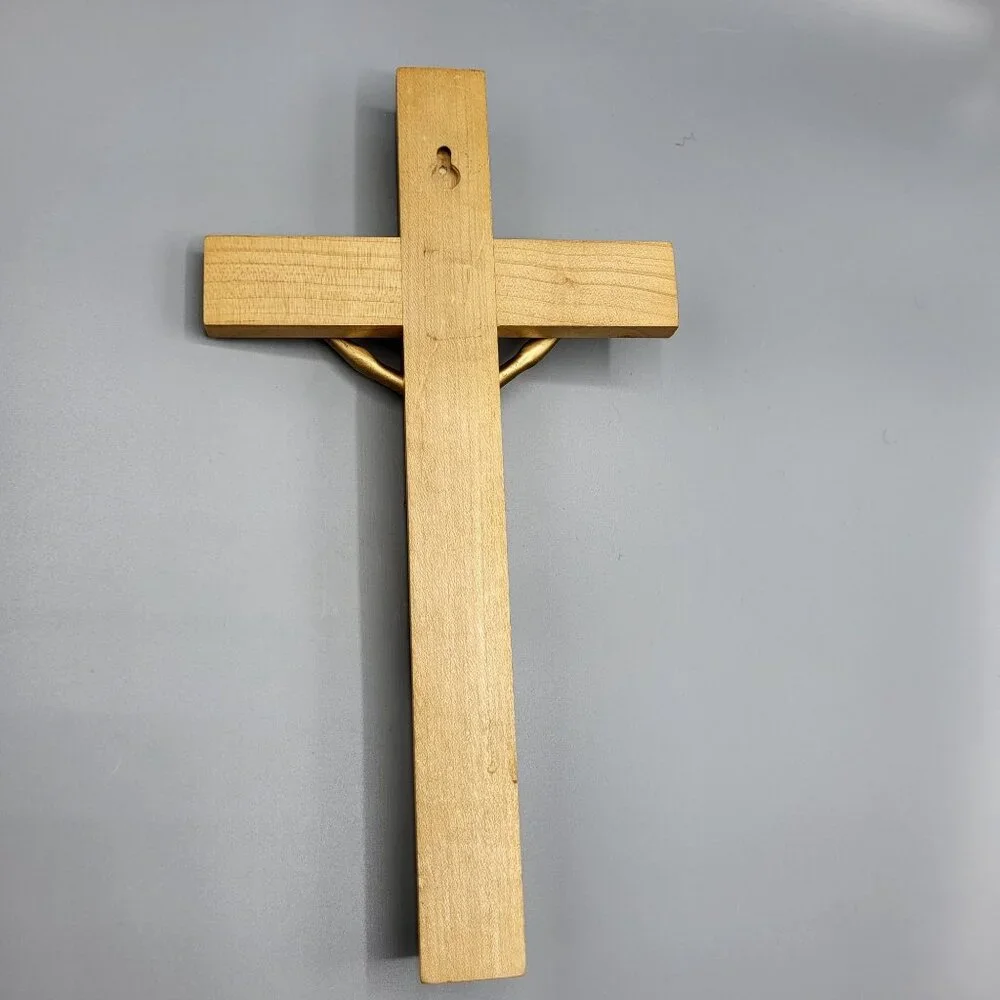 Vtg MCM Wooden Wall Cross Jesus Christ Figure Catholic Religious 12